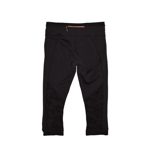 LULULEMON $88 Cropped 19" Leggings Black w/‎ Camo Mesh Calf Size 6 - Picture 1 of 4